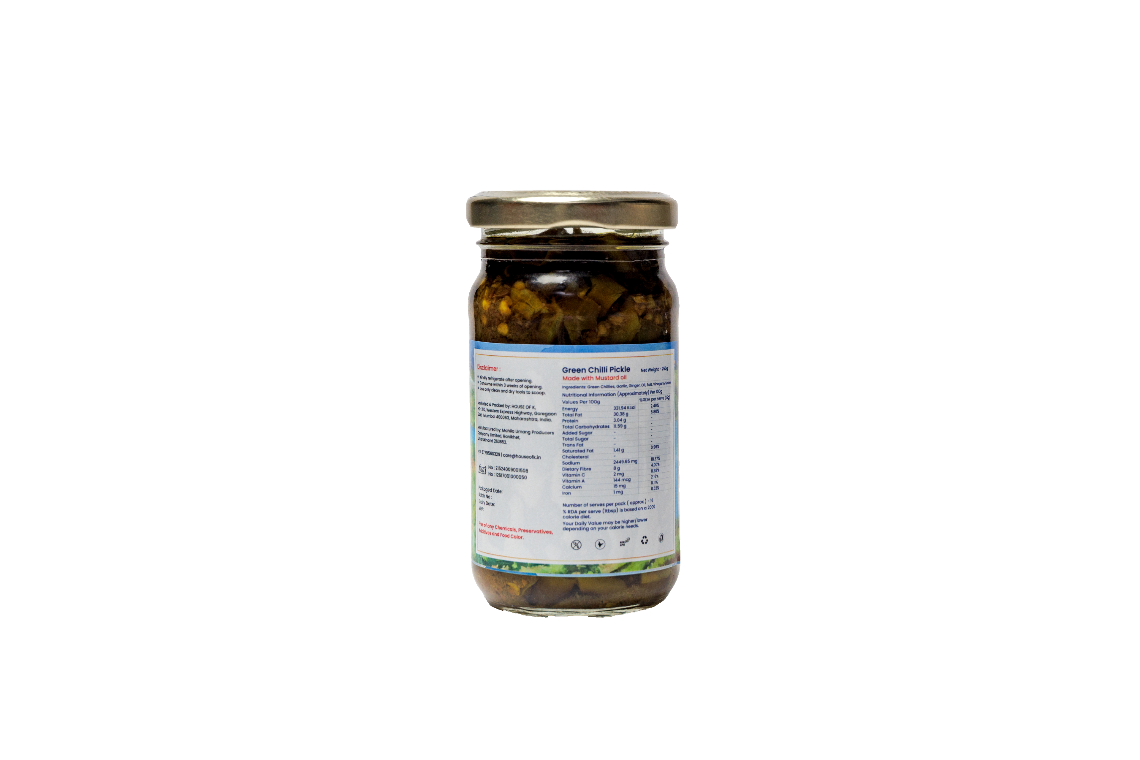 Organic Green Chilly Pickle