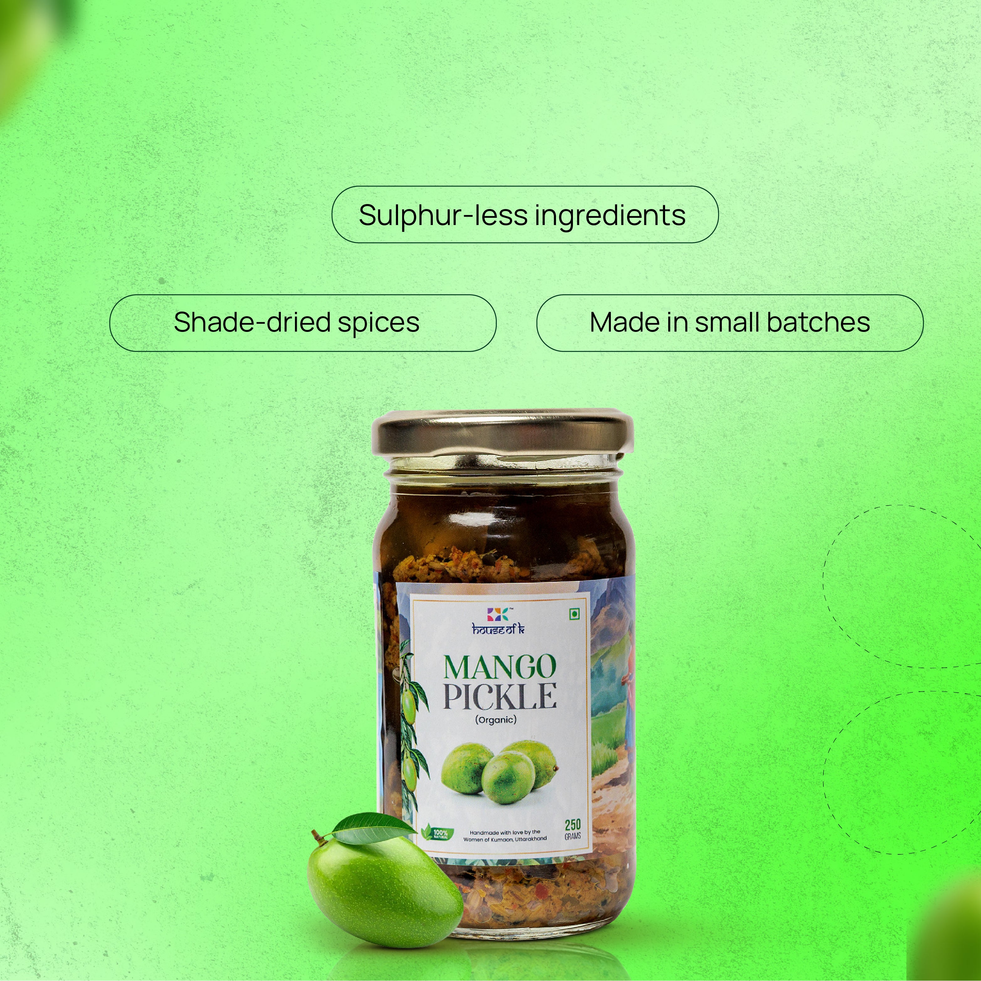 Organic Mango Pickle in Mustard Oil | Traditional Aam Achar | House of K