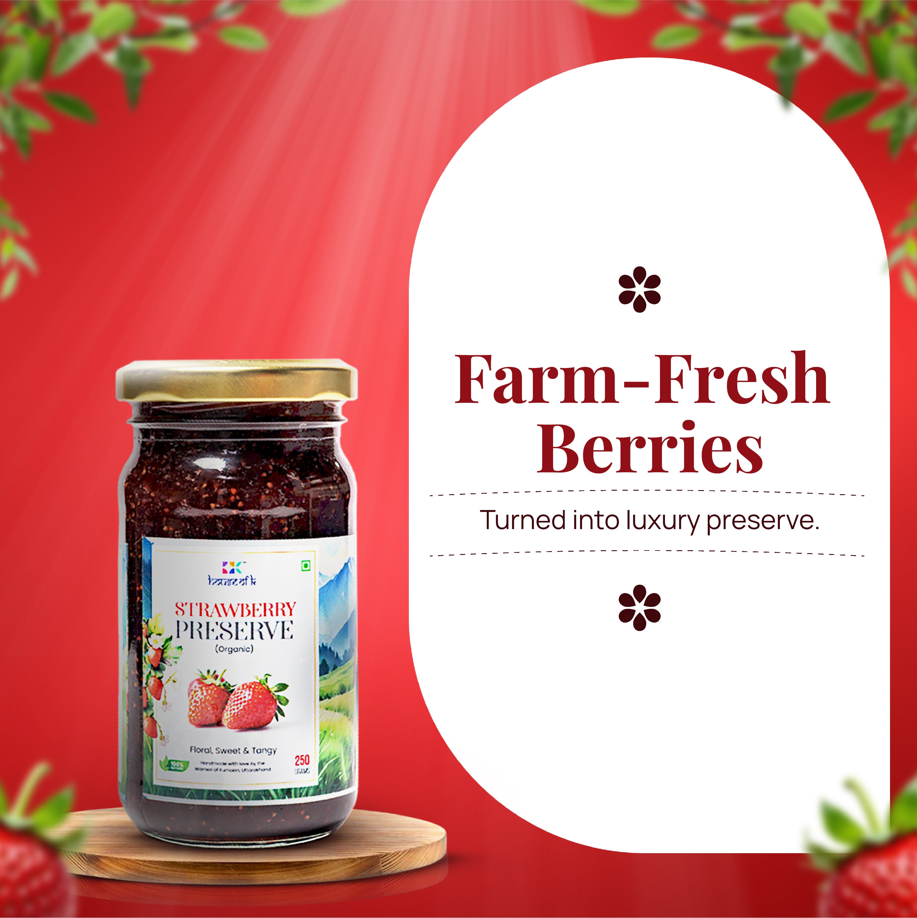 Organic Strawberry Preserve | Handmade Strawberry Jam from Kumaon | House of K