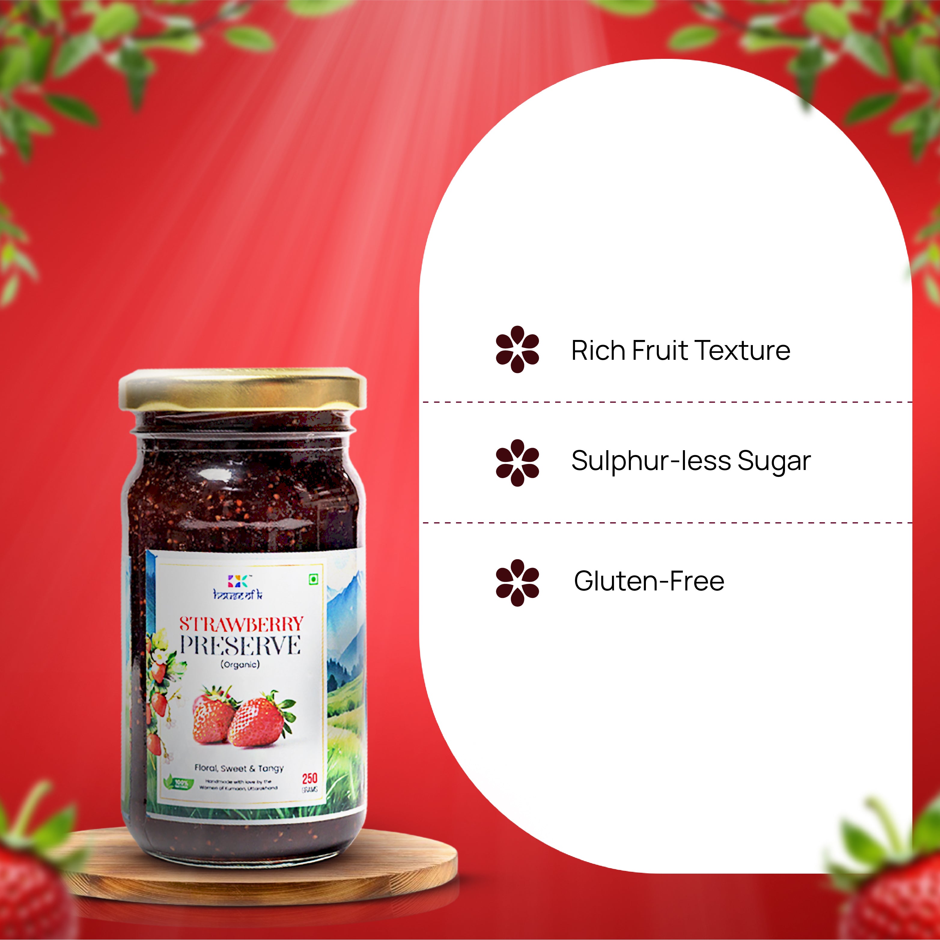 Organic Strawberry Preserve | Handmade Strawberry Jam from Kumaon | House of K