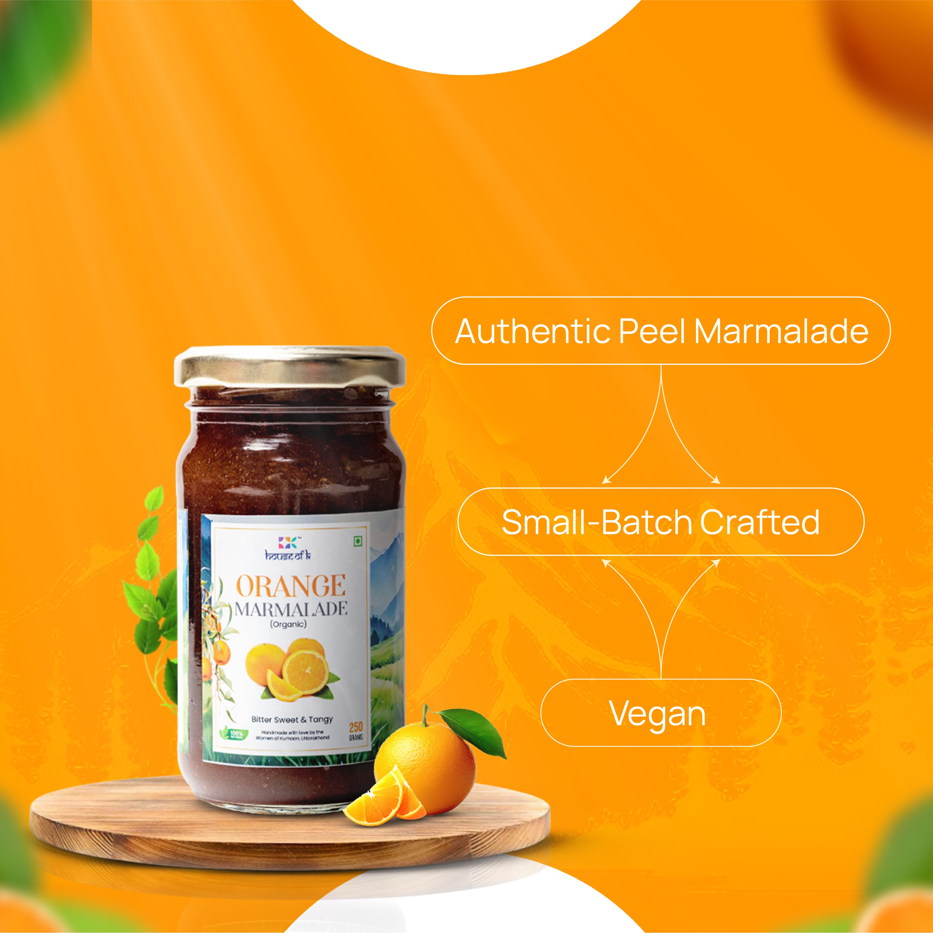 Organic Orange Marmalade with Peel | Handmade Citrus Marmalade | House of K