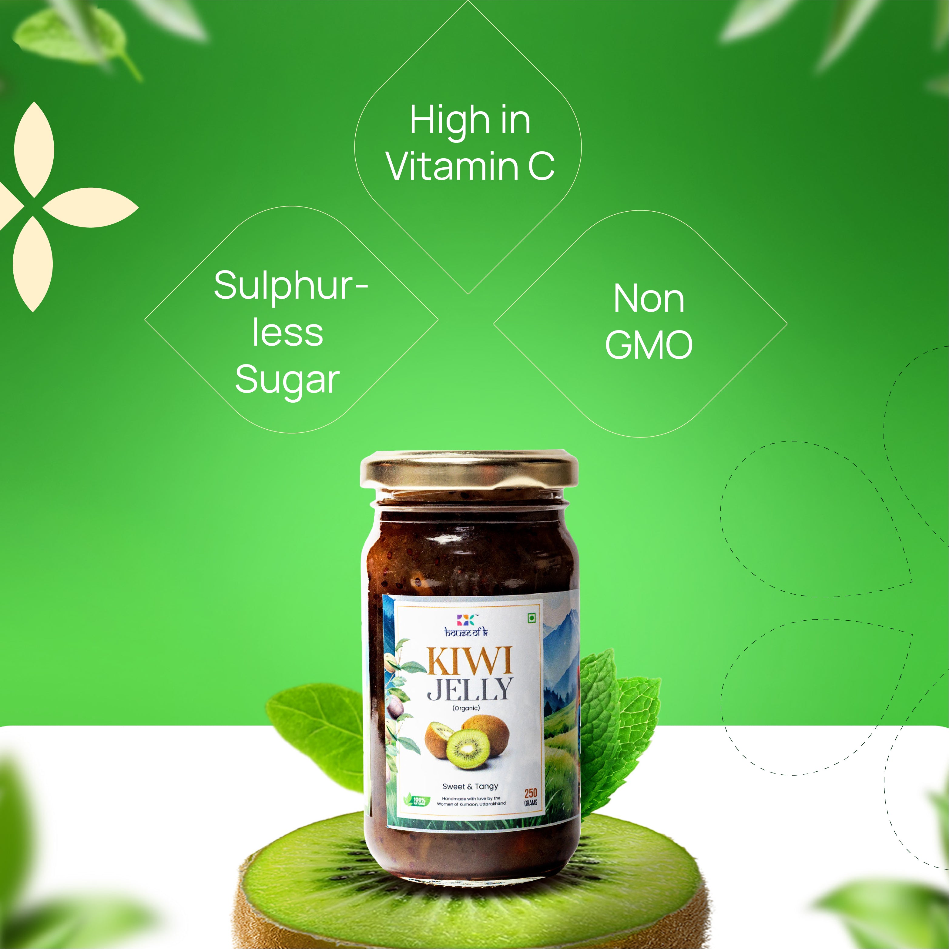 Organic Kiwi Preserve | Handmade Sweet & Sour Kiwi Jam | House of K